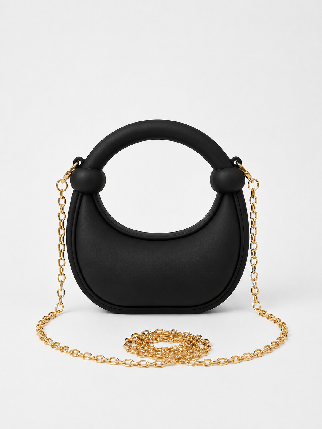 Electric Black Sculptural Mini Hobo Bag