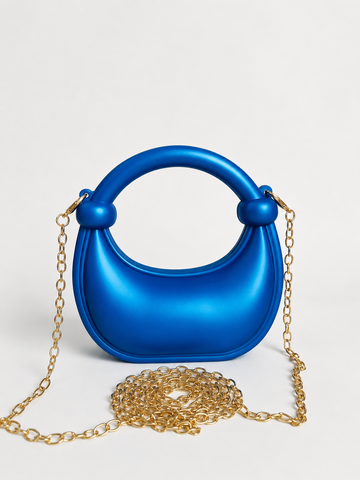 Electric Blue Sculptural Mini Hobo Bag