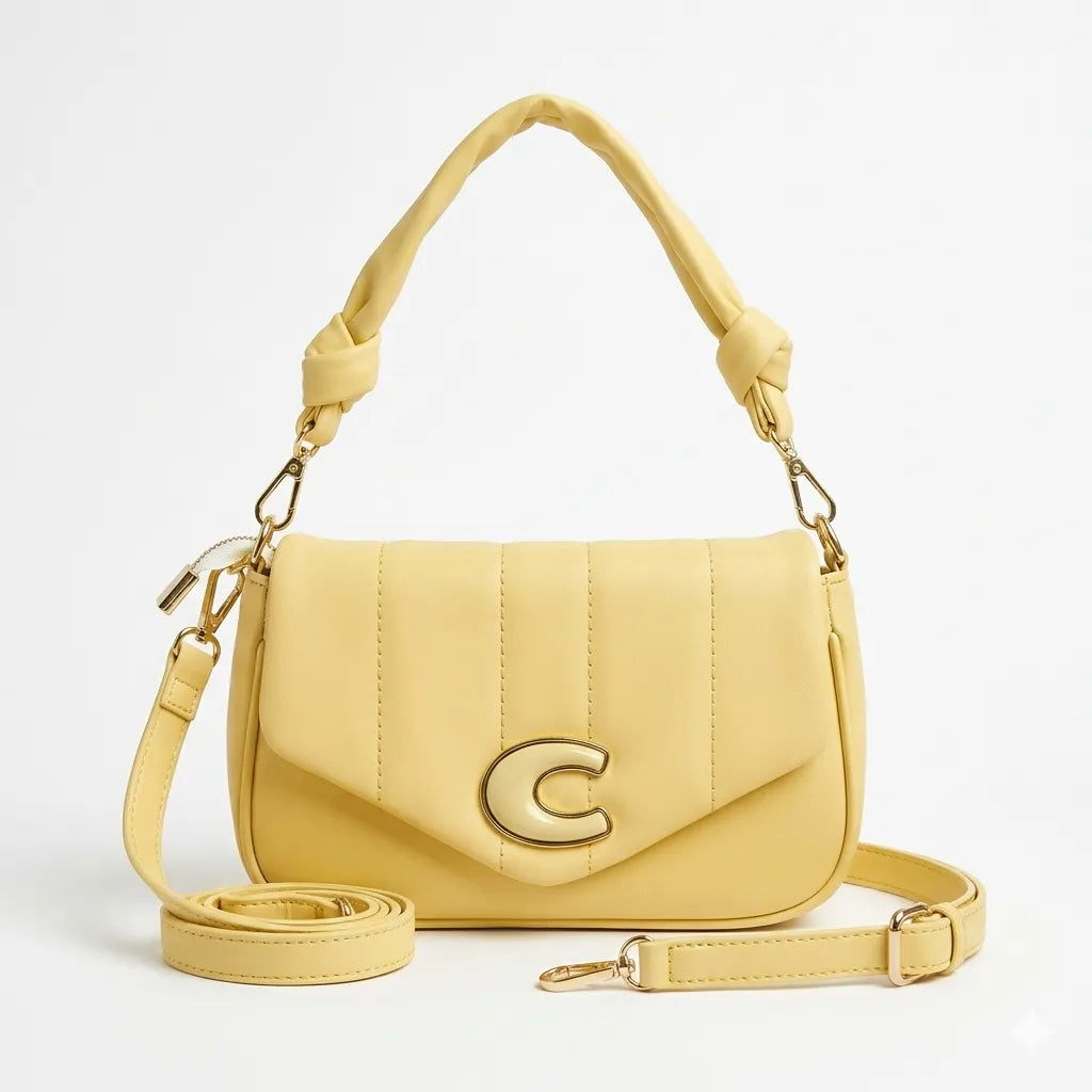 Yellow Knot Handle Shoulder Bag – Trendy Fashion Crossbody Purse