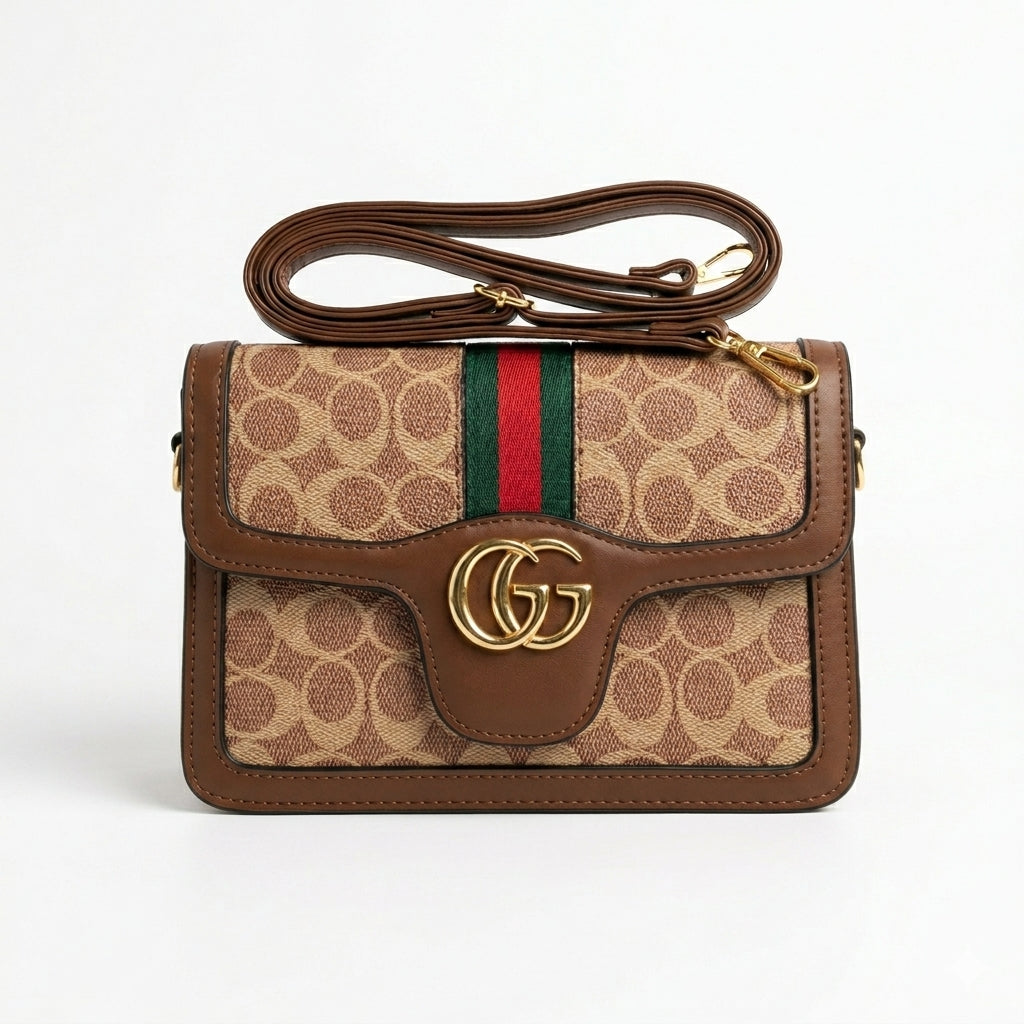 Monogram Stripe Crossbody Bag – Designer Inspired Fashion Handbag