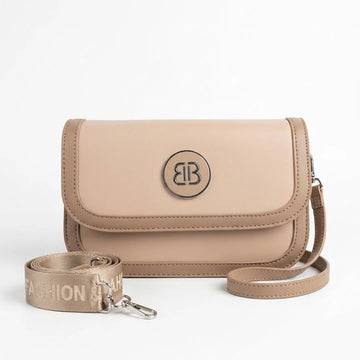 Minimalist Wide Strap Shoulder & Crossbody Bag – Beige