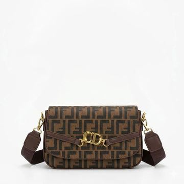 Monogram Print Flap Crossbody Bag – Designer Inspired Shoulder Purse with Adjustable Strap