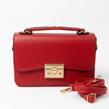 Classic Red Top Handle Crossbody Bag – Elegant Structured Shoulder Purse