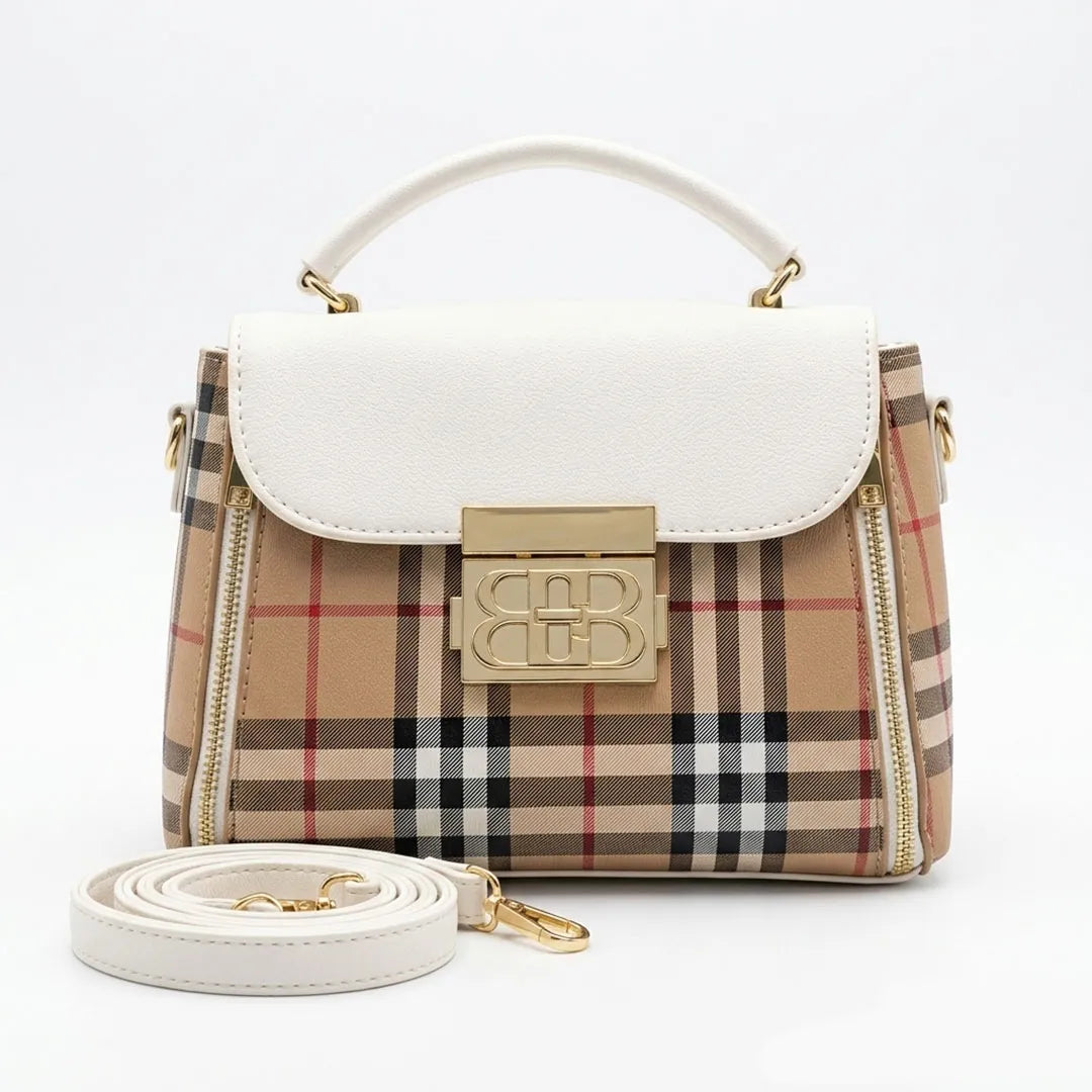 Plaid Top Handle Satchel Bag – Fashion Checkered Crossbody Handbag