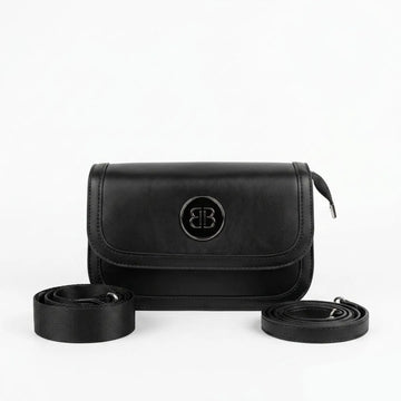Minimalist Black Shoulder Bag – Fashion Crossbody Purse with Wide Strap