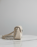 Fendi White Leather Shoulder Bag with Silver 'F' Closure - Image 2